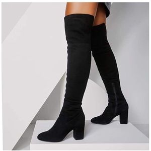 Women’s Suede Chunky Block Heel Over-the-Knee Boot